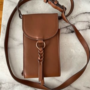 Cognac Braided Strap Cross Body Phone Purse Maurice’s